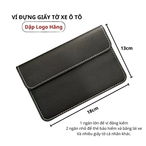 Ví Da Đựng Giấy Tờ Đăng Kiểm Xe Ô Tô Mẫu 01 - Màu Đen VDK-PU01-BL
