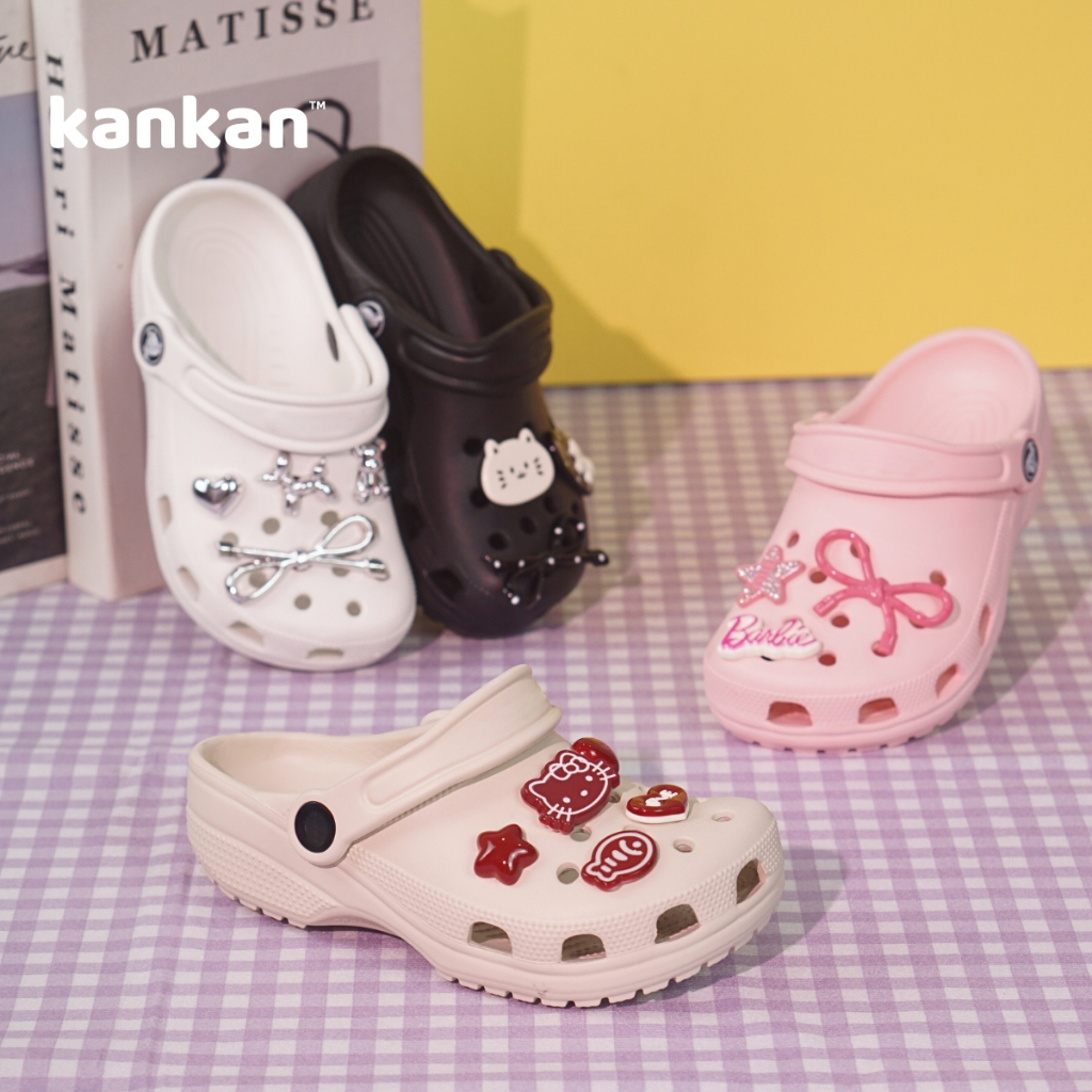 Sục Cho Bé Gái KanKanStore Dép Sục Có Quai Đính Kèm Sticker Đáng Yêu KA112