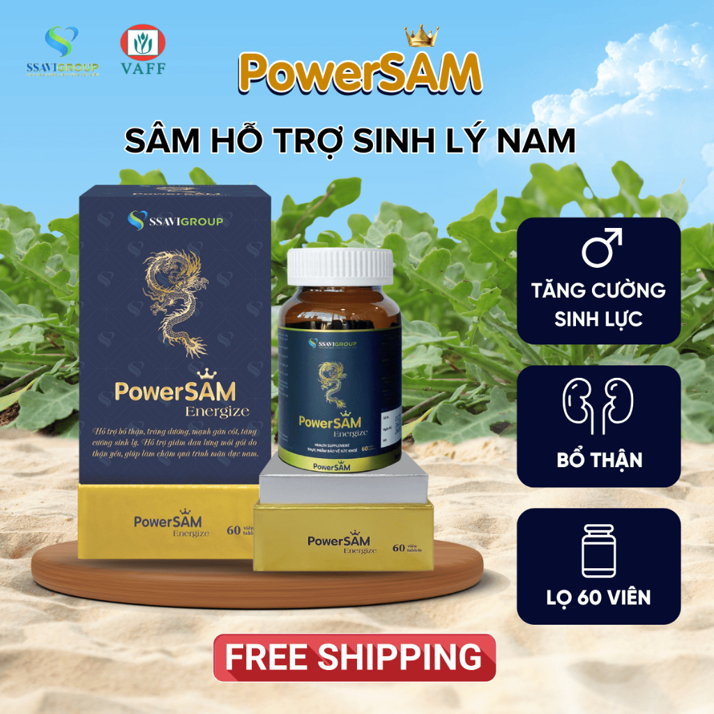 Viên Uống Bổ Thận Nam POWERSAM, Hỗ Trợ Sinh Lý Nam Từ Sâm [Lọ 60 Viên]