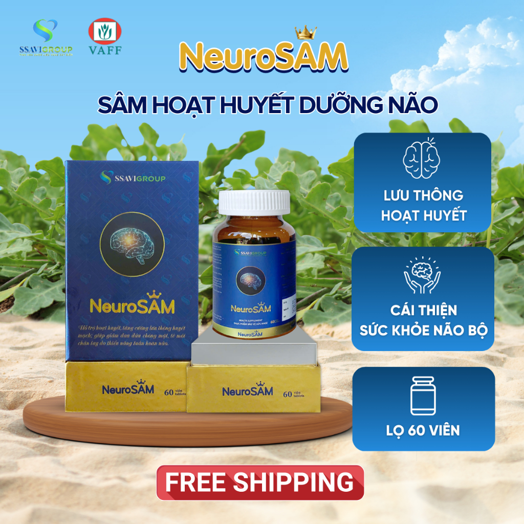 Viên Uống Bổ Não NEUROSAM - Hoạt Huyết Dưỡng Não Từ Sâm [Lọ 60 Viên]