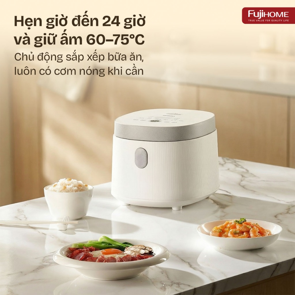Nồi cơm điện tách đường 1L Nhập Khẩu FUJIHOME RC10BLS, nồi cơm điện đa chức năng nấu nhanh tiện lợi