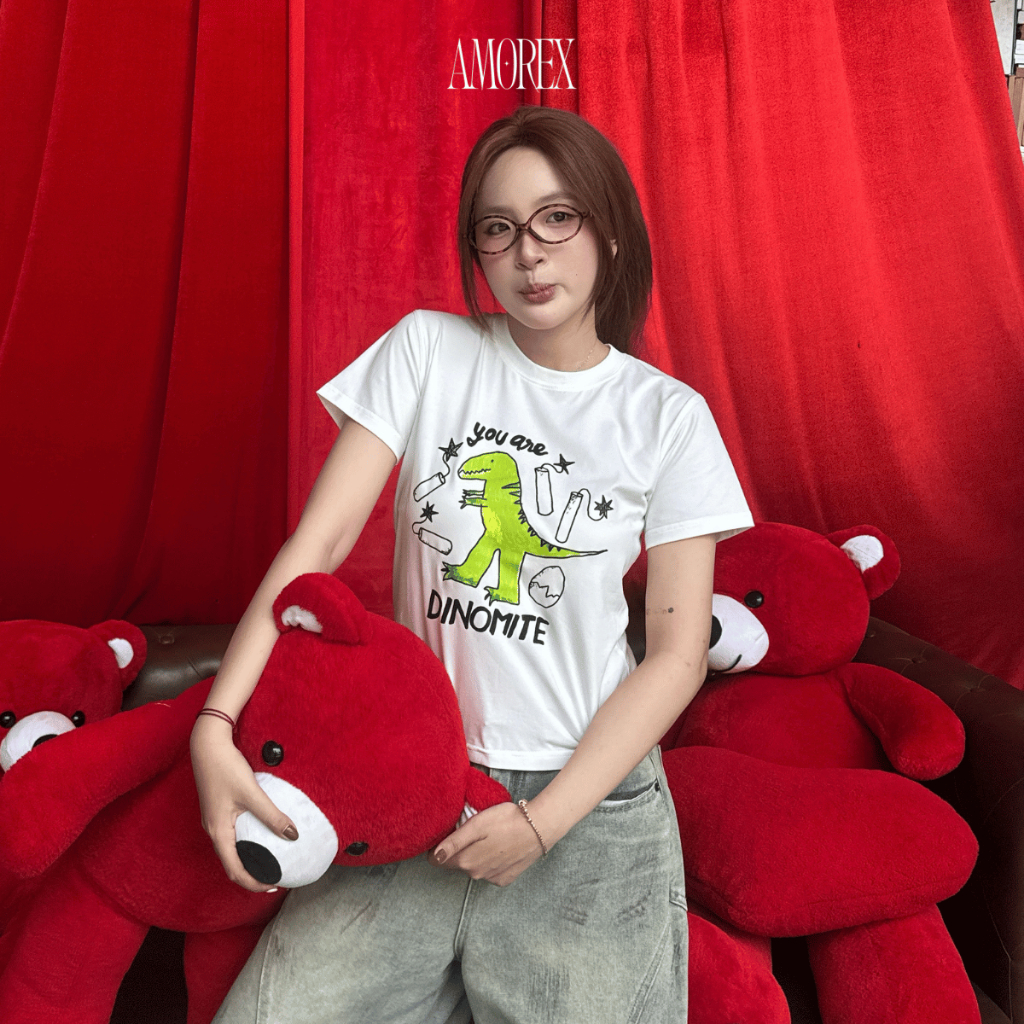 Áo Baby Tee “Dinomite” Amorex Bộ Sưu Tập Dino Liberty Thun Lạnh Co Giãn 4 Chiều