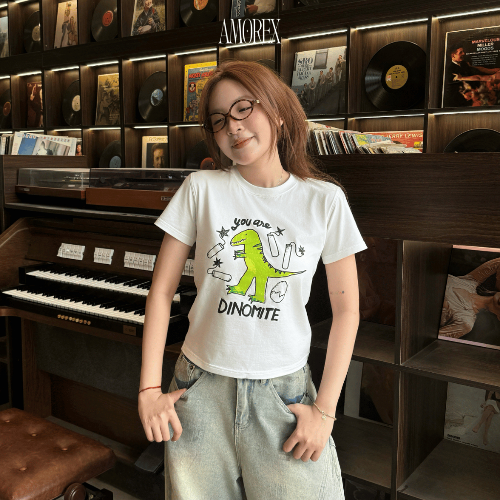 Áo Baby Tee “Dinomite” Amorex Bộ Sưu Tập Dino Liberty Thun Lạnh Co Giãn 4 Chiều | BigBuy360 - bigbuy360.vn