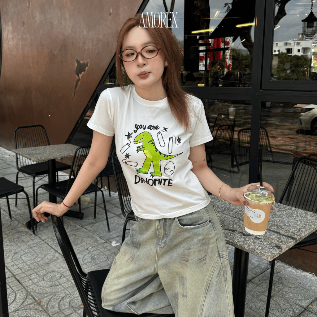 Áo Baby Tee “Dinomite” Amorex Bộ Sưu Tập Dino Liberty Thun Lạnh Co Giãn 4 Chiều | BigBuy360 - bigbuy360.vn