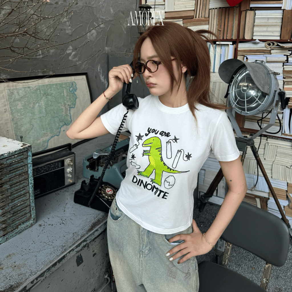 Áo Baby Tee “Dinomite” Amorex Bộ Sưu Tập Dino Liberty Thun Lạnh Co Giãn 4 Chiều | BigBuy360 - bigbuy360.vn
