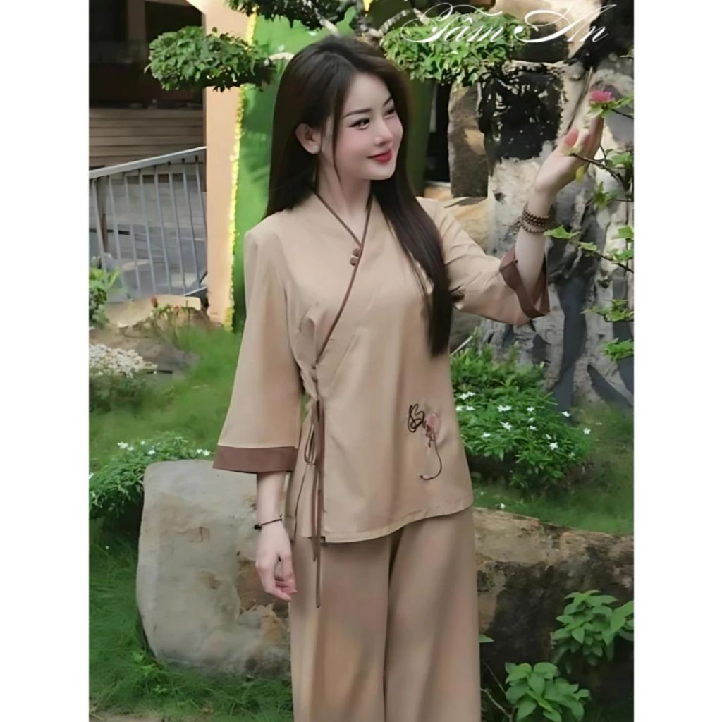 (Giá Xưởng) Bộ Đồ Lam Đi Chùa,Pháp Phục Đi Lễ Chất Lụa Hàn cao cấp TA02