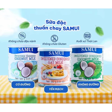 Sữa đặc thuần chay không đường SAMUI, dành cho người tiểu đường, ăn kiêng, ko chứa đậu nành & sữa bò