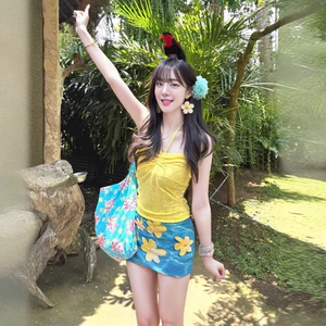 Bikini nữ 3 món tách rời phong cách, đồ bơi cúp ngực rút dây, mặc đi biển – suối nước nóngg ấy