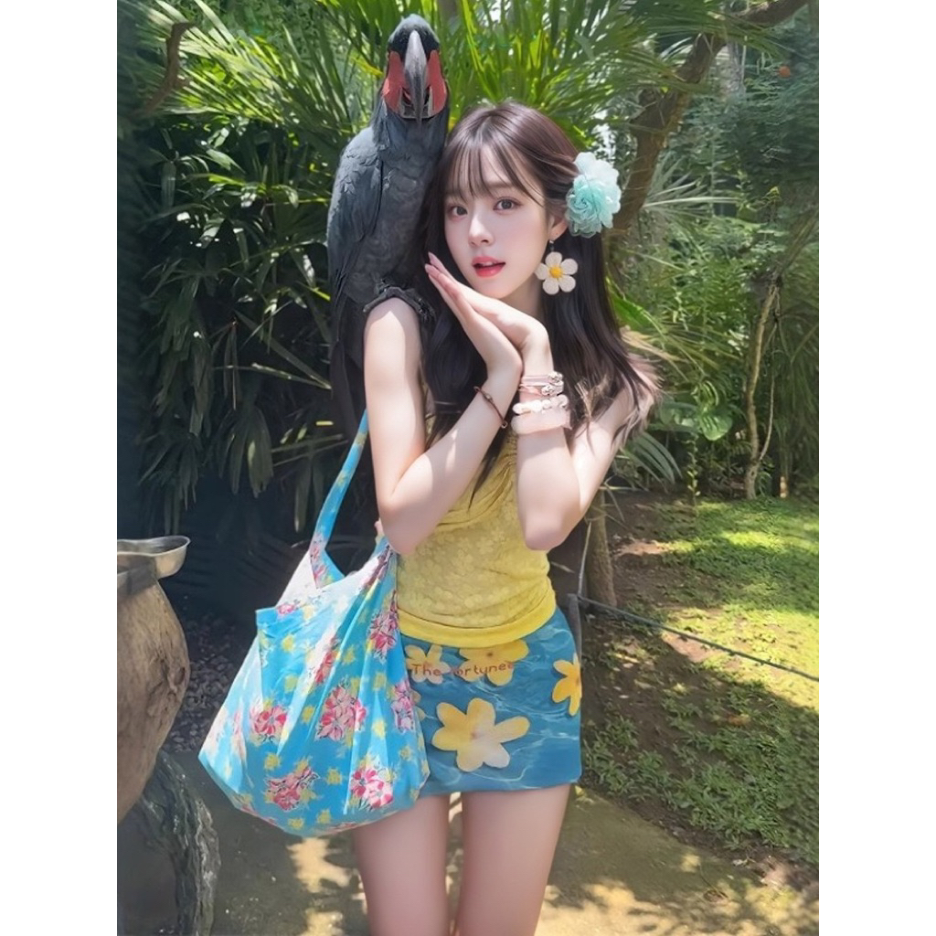 Bikini nữ 3 món tách rời phong cách, đồ bơi cúp ngực rút dây, mặc đi biển – suối nước nóngg ấy