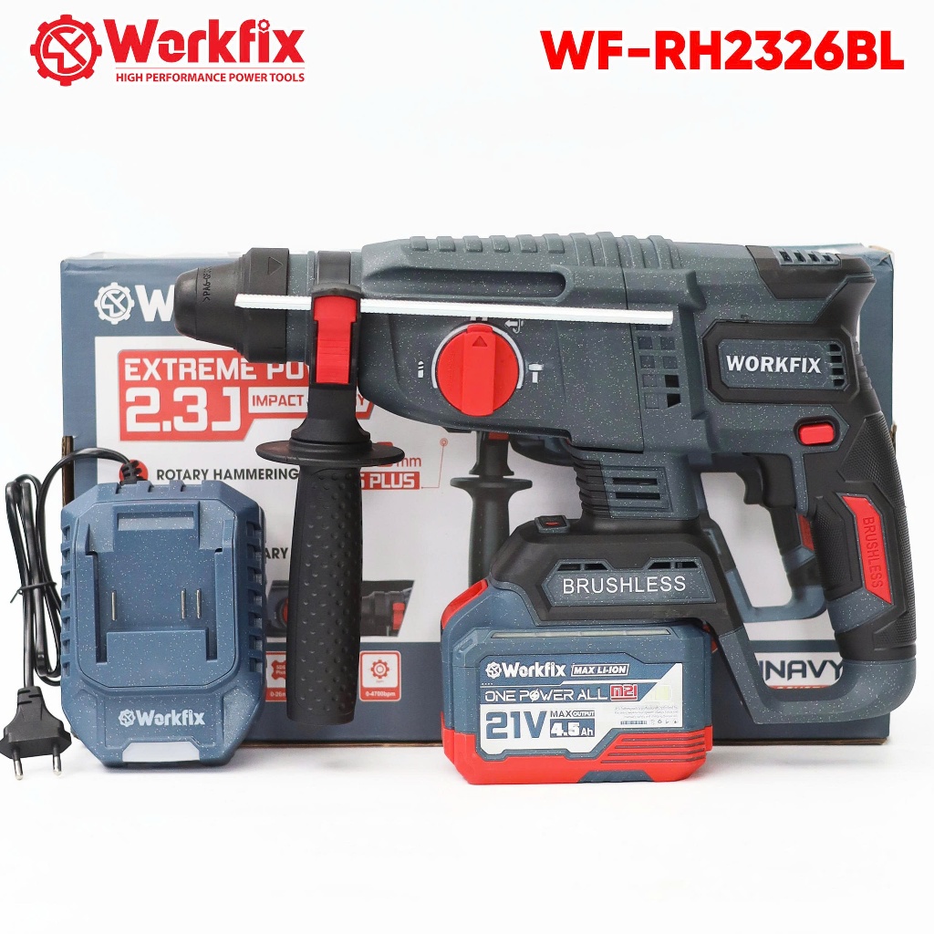 Máy Khoan Bê Tông WF-RH2326BL Workfix 3 Chức Năng Khoan- Búa-Đục Máy Phun Tặng Kèm Béc Phun 2.0mm