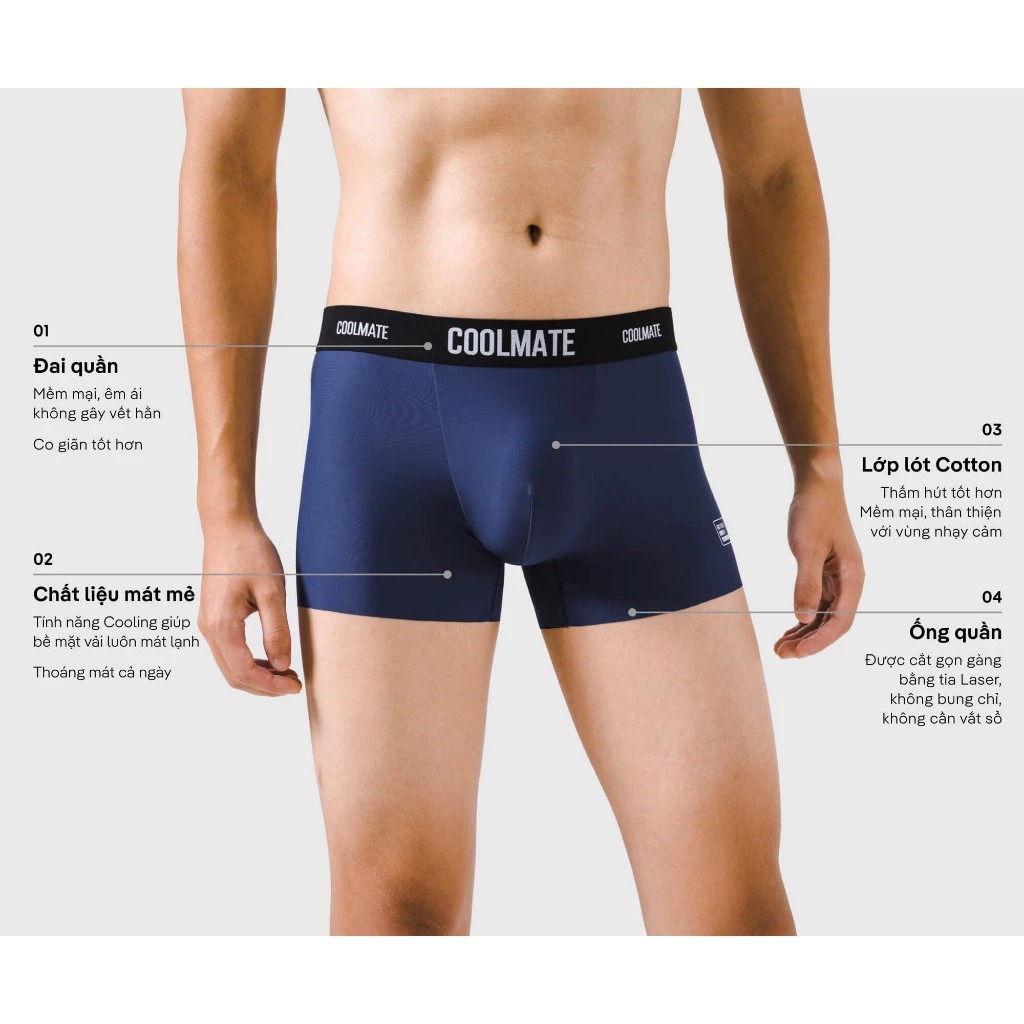 [MUA 3 TẶNG 1]Combo 3 quần lót Excool siêu mát, thoáng khí, nhanh khô Coolmate