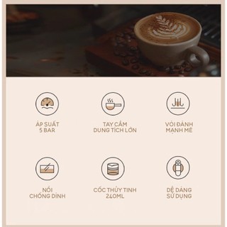 Máy pha cà phê espresso gia đình tự động Bear CFM-025RU, 5 Bar, 800W, Tạo bọt sữa, Bảo Hành 18 Tháng