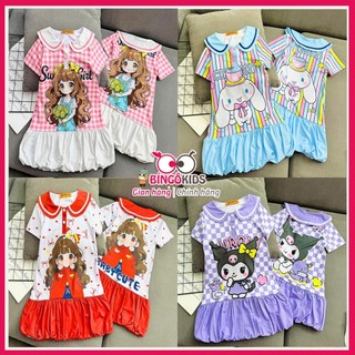 Váy Thun Lạnh Bé Gái Ann Baby Kids In 3D Siêu Mát - Đầm Bé Gái Cổ Bèo Tròn Họa Tiết Hoạt Hình Dễ Thương