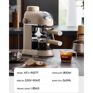 Máy pha cà phê espresso gia đình tự động Bear CFM-025RU, 5 Bar, 800W, Tạo bọt sữa, Bảo Hành 18 Tháng