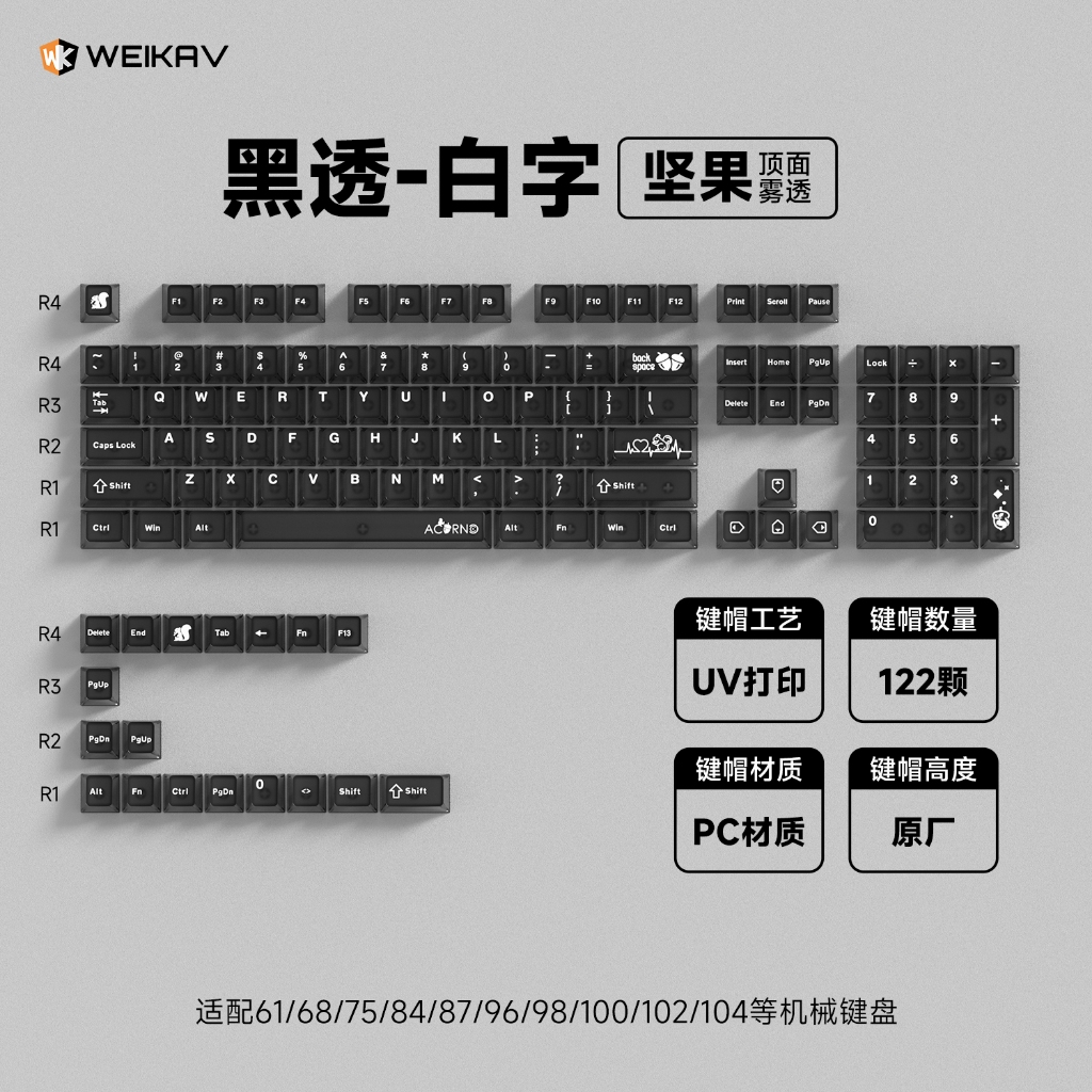 Set Keycap Weikav Smoke | Profile Cherry | Chất liệu PC | Nút Bàn Phím ...