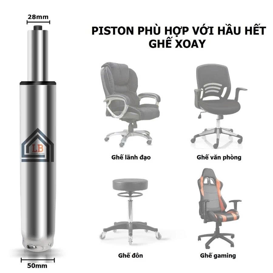 ben hơi ghế xoay thay thế loại D120 loại dài cao cấp inox