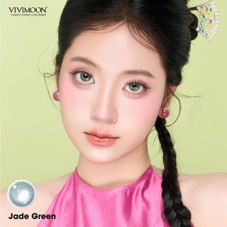 01 Chiếc Kính áp tròng VIVIMOON LENS 1 ngày màu xanh lá ánh xám bạc Jade Green (Giá 1 bên mắt, x2 để đặt 1 đôi)