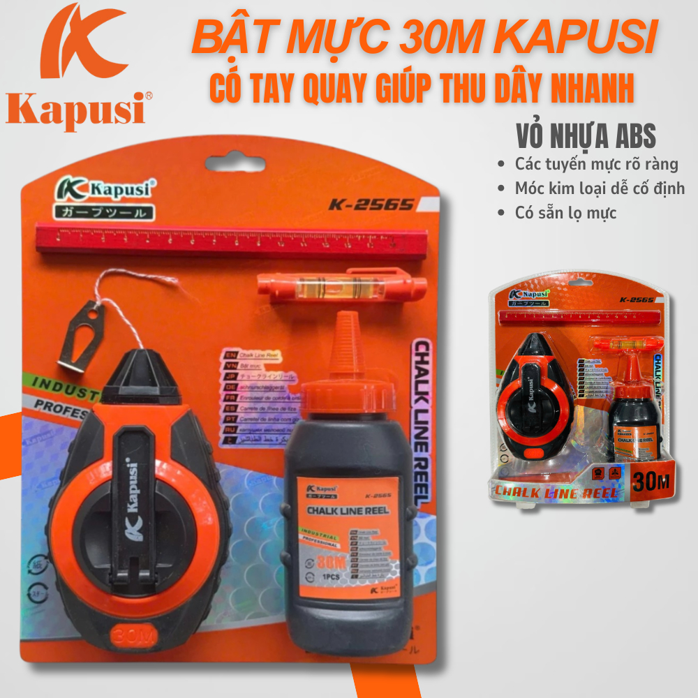 Bật mực. búng mực 30m kèm hộp mực, bút chì KAPUSI – K2565