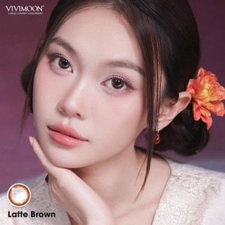 VIVIMOON lens cận 1 ngày Latte Brown, kính áp tròng khóa ẩm màu nâu tự nhiên (Giá 1 chiếc-1 bên mắt, x2 để mua 1 đôi)