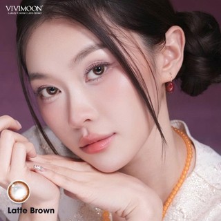 VIVIMOON lens cận 1 ngày Latte Brown, kính áp tròng khóa ẩm màu nâu tự nhiên (Giá 1 chiếc-1 bên mắt, x2 để mua 1 đôi)
