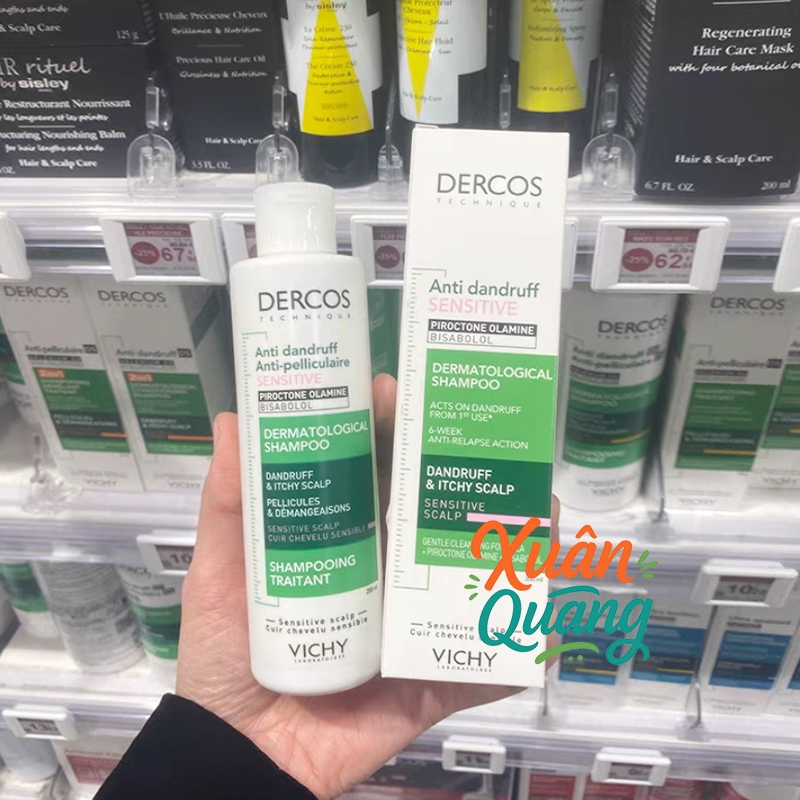 Giúp sạch gàu dành cho da đầu dầu & ngứa, Vichy Dercos Anti-Danduff Shampoo 200ml| SHAMPOO SENSIBILE