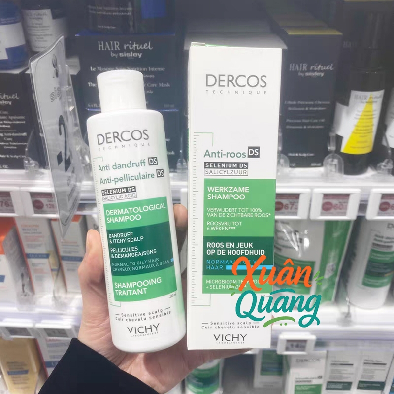 Giúp sạch gàu dành cho da đầu dầu & ngứa, Vichy Dercos Anti-Danduff Shampoo 200ml| SHAMPOO SENSIBILE