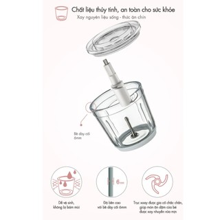 Máy Xay Ăn Dặm Đa Năng 600ml Bear CH-4H02X (QSJ-B02X5) - 200W- 3 Lưỡi Dao Inox, Bảo Hành 18 Tháng