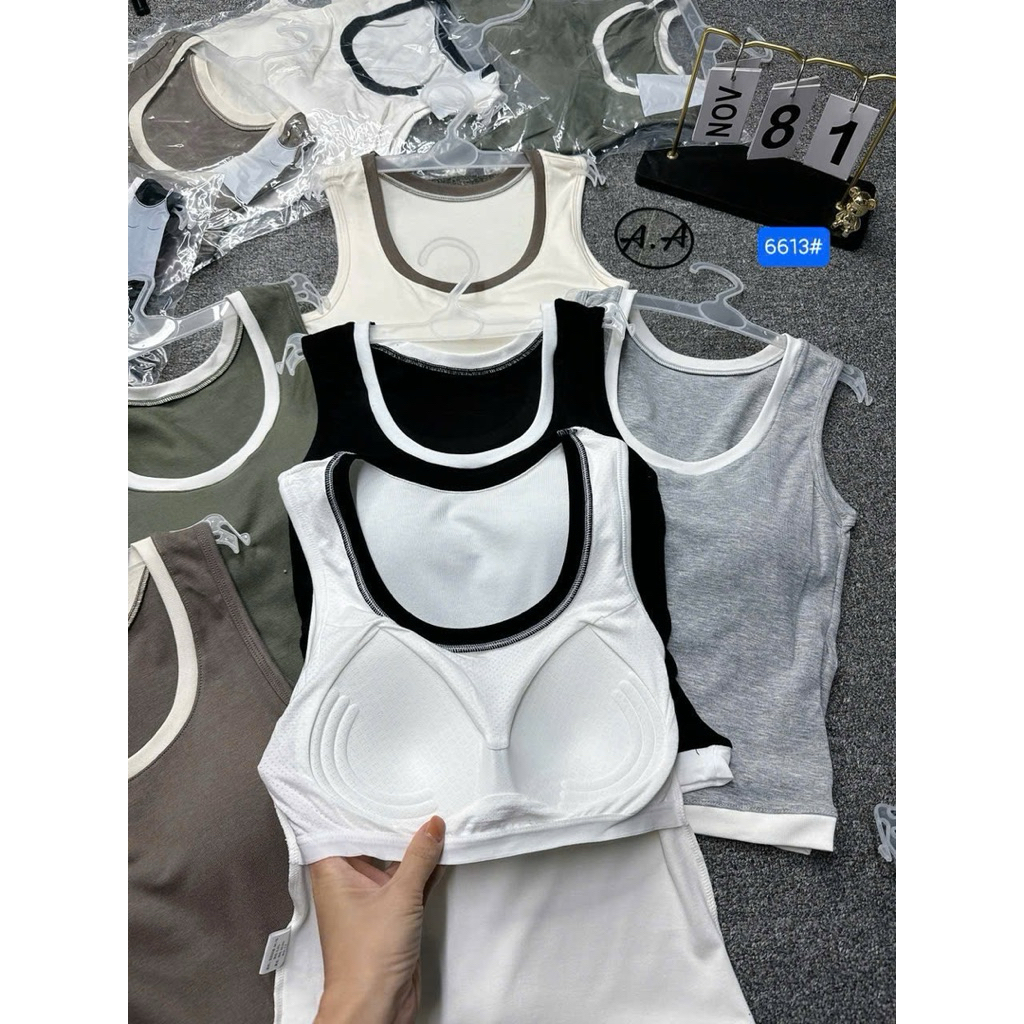 Áo ba lỗ viền 6613# Hàng QC có túi móc sịn sò.free size