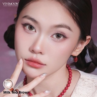 VIVIMOON lens cận 6 tháng Milk Tea Brown, kính áp tròng khóa ẩm màu nâu trà sữa độ từ 0 đến 8