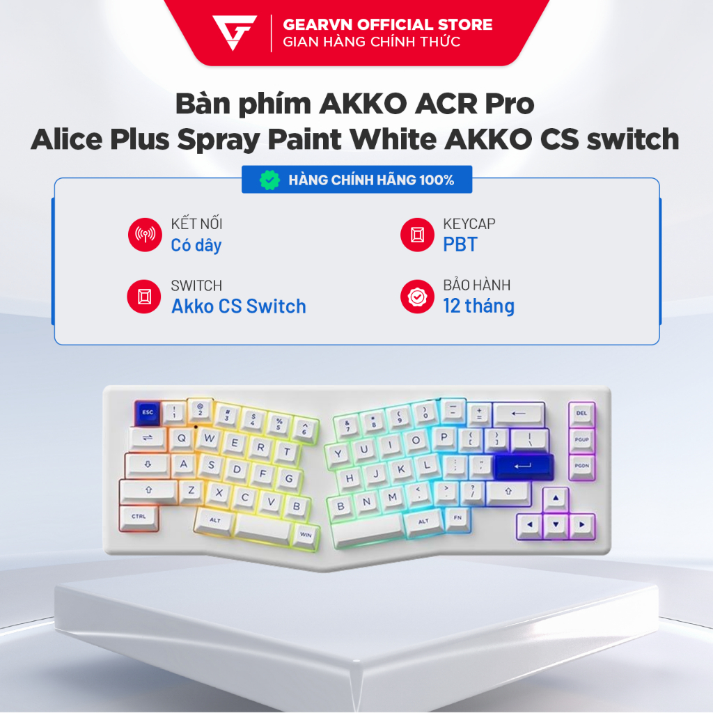 Bàn phím cơ AKKO ACR Pro Alice Plus màu trắng