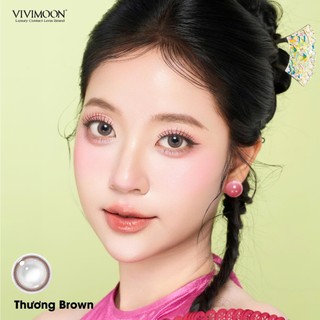 Kính áp tròng VIVIMOON màu nâu THƯƠNG BROWN, lens cận cho mắt thở, hạn sử dụng 6 tháng độ cận 0-8