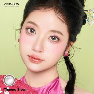 Kính áp tròng VIVIMOON màu nâu THƯƠNG BROWN, lens cận cho mắt thở, hạn sử dụng 6 tháng độ cận 0-8