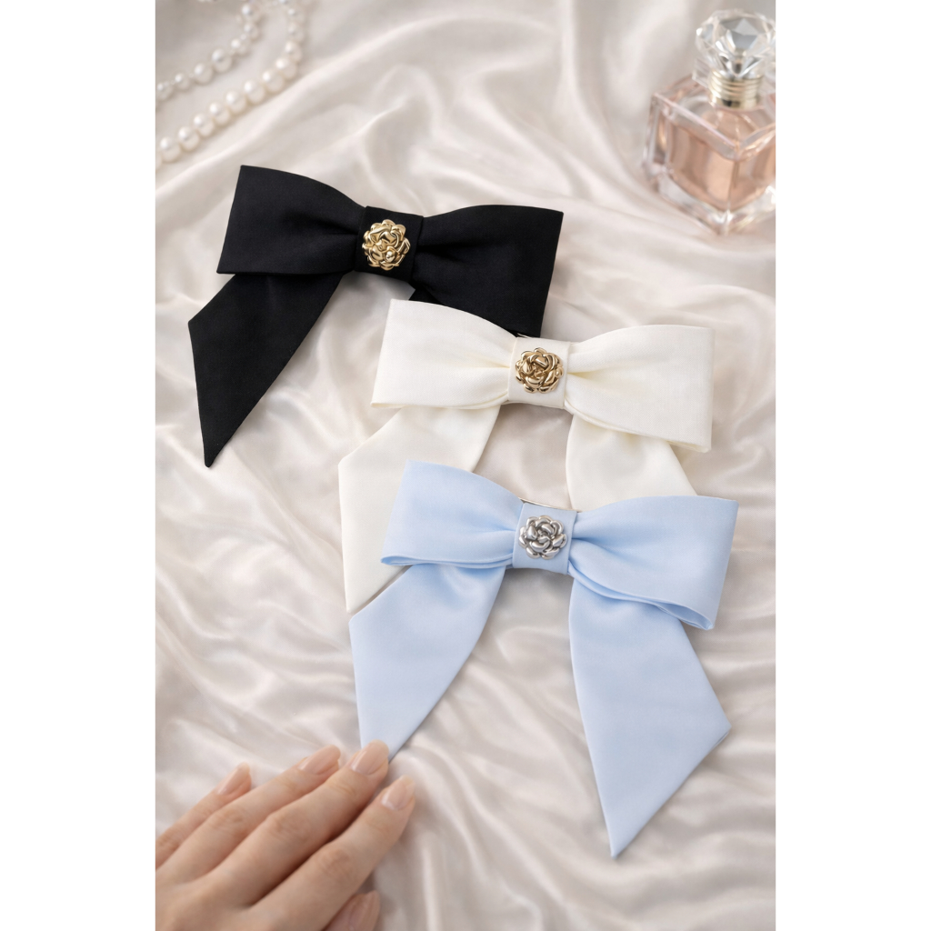 Kẹp Tóc Nơ Bấm Đính Hoa Jasmine PK2601 Thiết Kế Bởi JM Dress Design. Phụ Kiện Tóc Nữ Thanh Lịch Cho Các Nàng