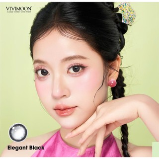 Kính áp tròng VIVIMOON LENS cận đen tự nhiên cho mắt thở Elegant Black 6 tháng
