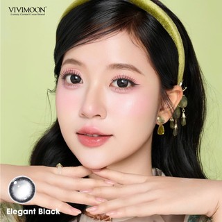 Kính áp tròng VIVIMOON LENS cận đen tự nhiên cho mắt thở Elegant Black 6 tháng