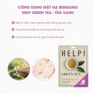 Mặt Nạ Giấy Bergamo Help Mask Pack Green Tea 25ml Duduhouse
