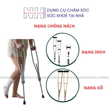 Nạng Chống Nách Hỗ Trợ Đi Lại An Toàn Sau Chấn Thương, Nạng Tập Đi Sau Tai Biến, Nạng Nách