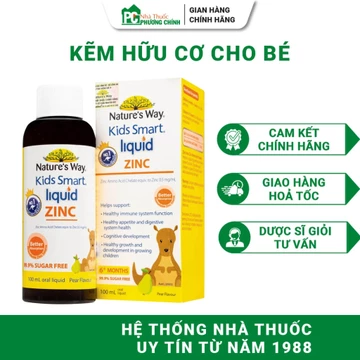 Kẽm Hữu Cơ Cho Bé Nature's Way Kids Smart Liquid Zinc - Hỗ Trợ Bé Ăn Ngon, Tăng Đề Kháng 100ml