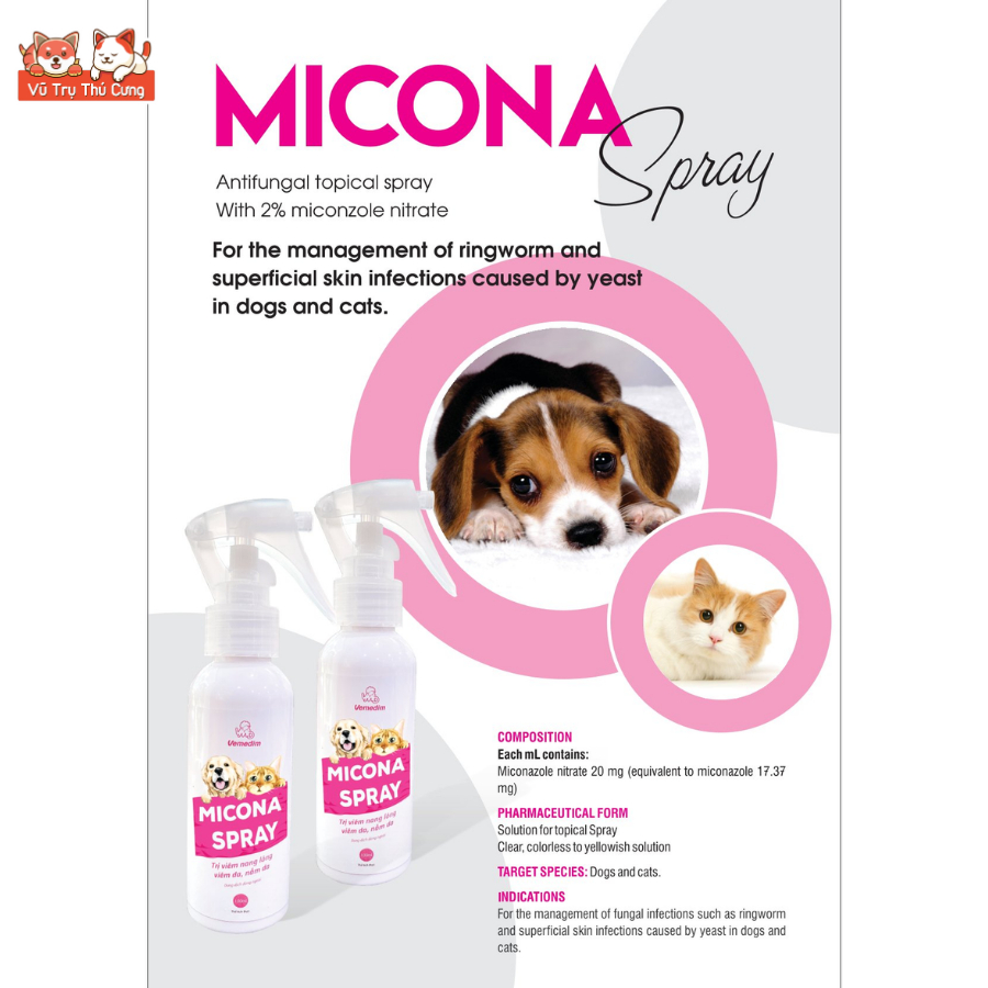 Xịt Viêm Da, Nấm Da Vemedim Micona Spray 100ml
