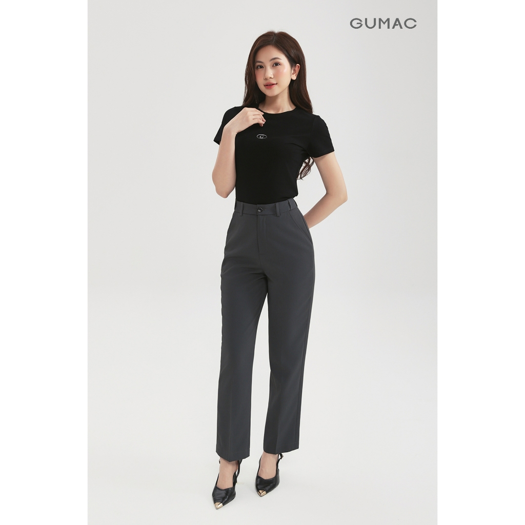 Quần Tây Nữ GUMAC Form Ống Đứng Lưng Thun Thoải Mái Thanh Lịch QF05022