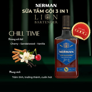 [BẢN MỚI 600G] Sữa tắm gội rửa mặt 3in1 Nerman Lion Bartender 600G làm sạch da và tóc, giúp dưỡng ẩm