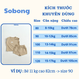 Bộ quần áo ba lỗ may tag basic cho bé trai, bé gái Hokiha vải cotton bozip mềm mại, thoáng mát size 8-17kg BB16