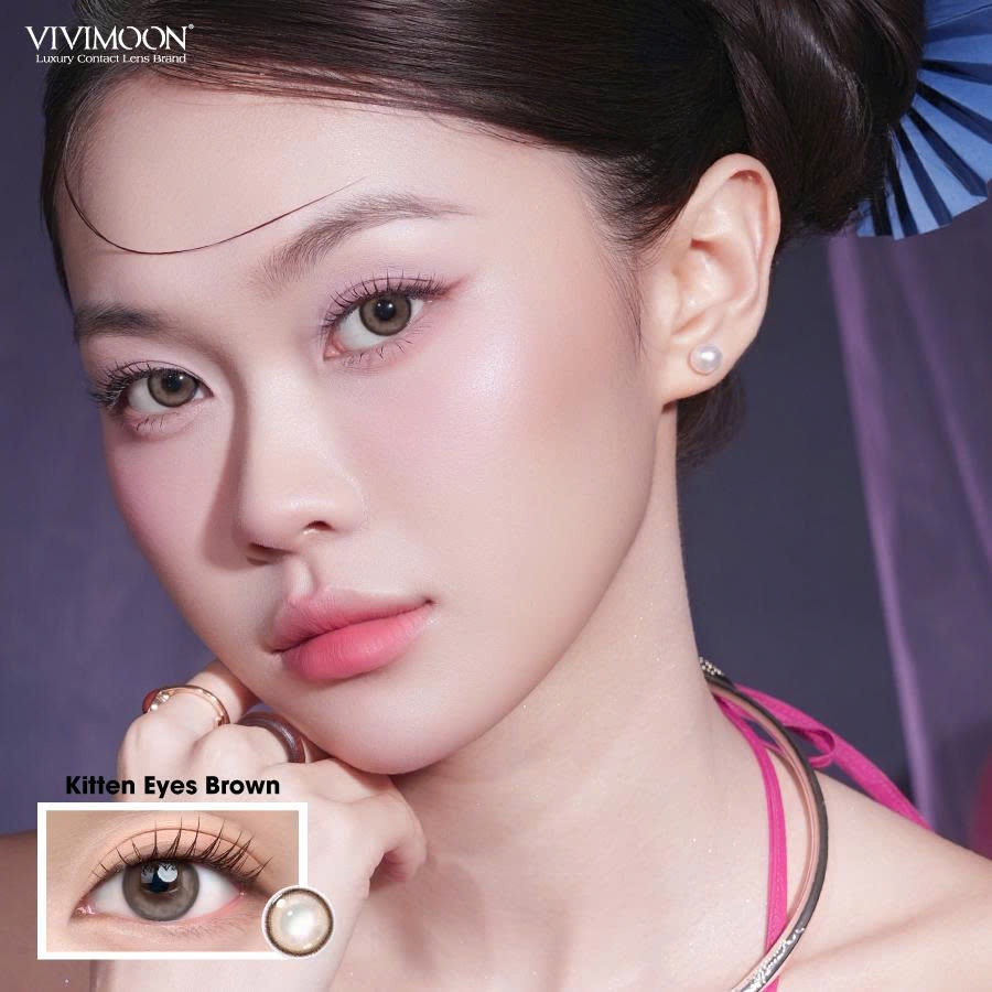VIVIMOON lens cận 1 ngày màu nâu sáng Kitten Eyes Brown (Giá 1 chiếc - 1 bên mắt) | BigBuy360 - bigbuy360.vn