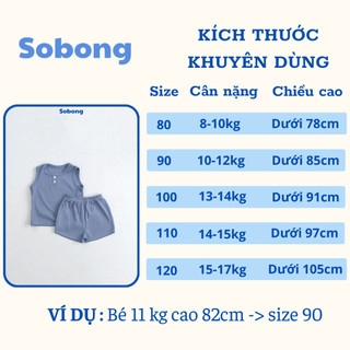 Bộ quần áo ba lỗ phối cúc cho bé trai, bé gái Hokiha vải cotton bozip mềm mại, thoáng mát size 8-17kg BB21