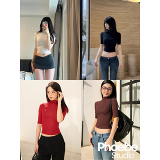 Áo Thun Tay Lửng Cổ Lọ Ngắn - Phoebe Studio [AO00177]