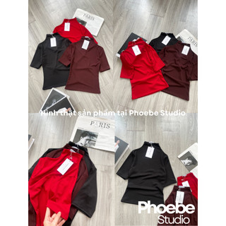Áo Thun Tay Lửng Cổ Lọ Ngắn - Phoebe Studio [AO00177]