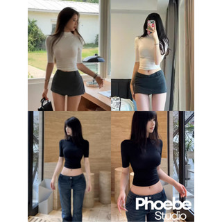Áo Thun Tay Lửng Cổ Lọ Ngắn - Phoebe Studio [AO00177]