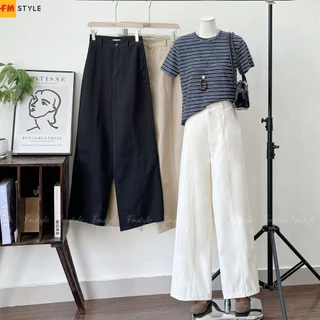 Quần Kaki Ống Suông Trơn Viền Giữa FMSTYLE - Chuẩn Form, Che Khuyết Điểm Bụng mỡ, Hách Dáng 25110358