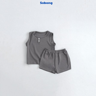 Bộ quần áo ba lỗ phối cúc cho bé trai, bé gái Hokiha vải cotton bozip mềm mại, thoáng mát size 8-17kg BB21