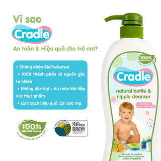 Combo Đồng Hành Nước Rửa Bình Sữa & Núm Ti Cradle Natural Chai 700ml + Túi 200ml – Thành Phần Tự Nhiên, An Toàn Cho Bé